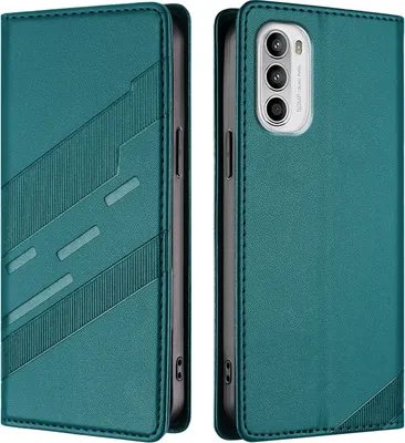 Produktbild von Hülle für Motorola Moto G 5G 2022, Kunstleder Brieftaschen Handyhülle mit Kartenfach und Standfunktion Grün