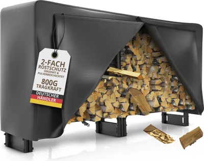Produktbild von Stojan na palivové drevo vonku 223x25x115 s plachtou 61 cm ZINCED stohovacia pomôcka kovový záhrada so strechou skladovanie dreva