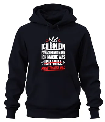 Immagine prodotto di Felpa con cappuccio per uomo, scritta "Mia figlia", "Papà divertente", "Festa del papà", colore blu navy, taglia S