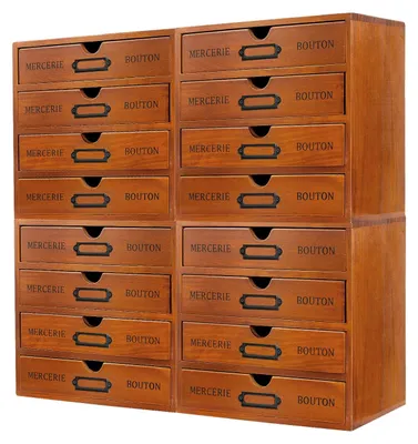 Obrázok produktu pre Sada organizérov do zásuviek, retro štýl, 16 zásuviek, hnedá
