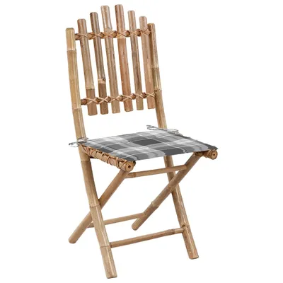 Immagine prodotto di vidaXL Sedie da giardino pieghevoli 2 pezzi con cuscino in bambù