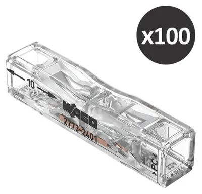 Image de Lot de 100 bornes WAGO 2773 Inline 2x4mm²
