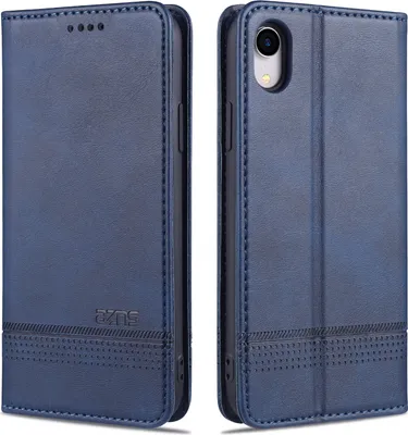 Obrázek produktu pro LaimTop Kožené pouzdro pro iPhone XR, flipové pouzdro Wallet Case Magnetic Closure Stand Protective Case pro iPhone XR Blue