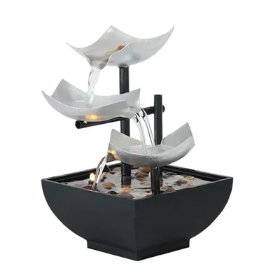 Produktbild von Wasserfall Tischbrunnen für Büro, Feng Shui Deko, Handgefertigter Brunnen für Schreibtisch, Entspannendes Wasserspiel für das Büro oder Wohnzimmer.