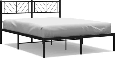 Produktbild von vidaXL Bettgestell mit Kopfteil Metall Schwarz 140x190 cm