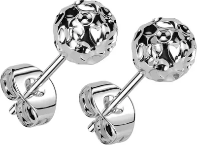 Produktbild von viva-adorno Ohrstecker Edelstahl Ohrringe Kugel Ball rund gehämmert Damen Ohr Schmuck Z575, silber