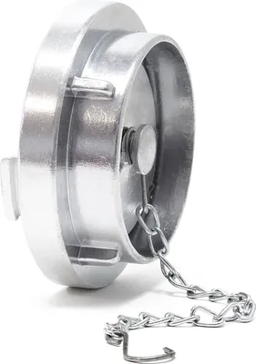 Image de Wiltec Chapeau d'accouplement Storz B/75 mm – 52 x 126 x 126 mm – en Aluminium – avec Manchon 120° et Chaîne de sécurité – Raccord pour Tuyaux pompier Irrigation Arrosage Lance incendie