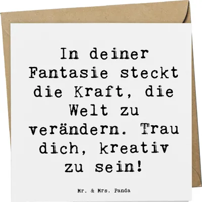 Produktbild von Mr. & Mrs. Panda Klappkarte Spruch Die Freude an der Kreativität entdecken - Weiß - Geschenk, Ermutigung, Trost, Welt verändern, Entdeckungsreise, doppelkarte, Vertrauem