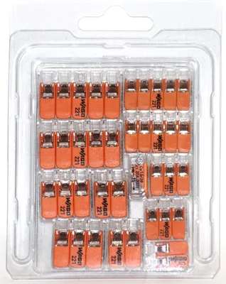 Produktbild von Wago 221- Klemmen SET 2x -412, -413, -415 + 2x -612, -613, -615 - Kabel Draht Verbinder in der wiederverschließbaren Box