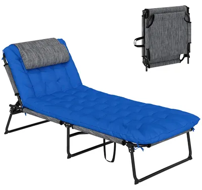 Produktbild von Outsunny Sonnenliege klappbar Gartenliege mit Kopfkissen, Liegestuhl wetterfest