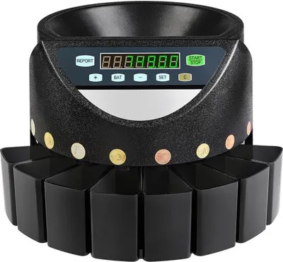 Obrázek produktu pro Automat na třídění euro mincí, kapacita 300 mincí za minutu, 8 držáků na mince, ideální pro školy, obchody a banky