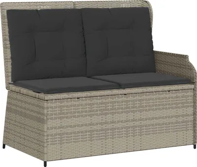 Immagine prodotto di Panchina da giardino vidaXL con cuscini, grigio chiaro, in polyrattan