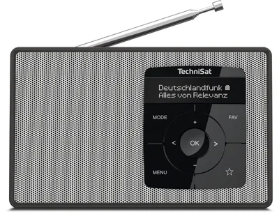 Immagine prodotto di TechniSat DIGITRADIO 2 - Radio Dab+/FM portatile a batteria (con streaming audio Bluetooth, funzione sveglia, display OLED, presa per cuffie, altoparlante 1 W RMS) Nero/Bianco