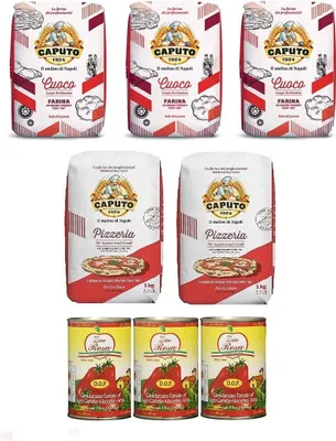 Produktbild von Testpaket Caputo Pizzeria Pizzamehl Mehl ( 2 x 1Kg ) + Caputo Cuoco Pizzamehl Mehl ( 3 x 1Kg ) + Zia Rosa DOP Pomodoro San Marzano Tomate aus Kampanien Dose von 400g 3x 400g