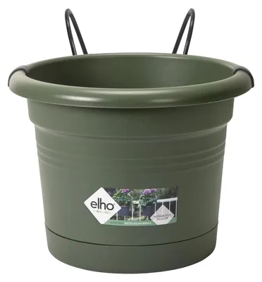 Produktbild von Pflanztopf Elho Basics Kunststoff Ø 20 cm H 14 cm laubgrün inkl. Halterung