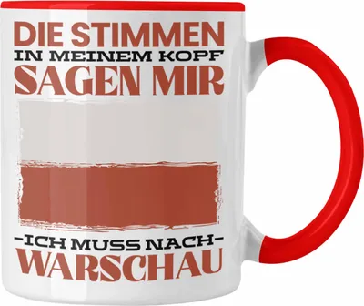 Produktbild von Trendation - Warschau Tasse Urlaub Heimat Geschenk Spruch Polen Geschenkidee (Rot)