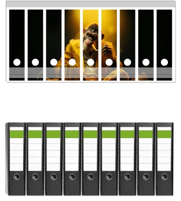 Produktbild von Wallario 9 Stück breite Ordner inkl. Klebeetiketten mit Motive The Boss - cooler Monkey -  Set mit Rückenschildern / Ordnerrücken Stickern