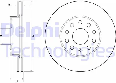 Produktbild von 2x DELPHI Bremsscheibe BG4701C für VW Golf VII Schrägheck (5G1 BQ1 BE1 BE2)