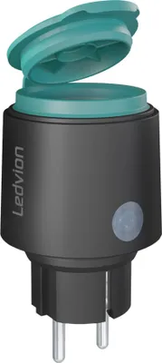Produktbild von Ledvion - Smarte Außensteckdose, 50m Reichweite, WLAN-Steckdose mit Integriertem WLAN-Energiemesser, IP44, Sprachsteuerung / Calex Smart App