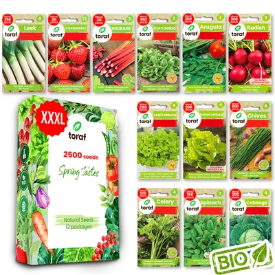 Obrázok produktu pre Toraf semená zeleniny XXL set 2500 semien 12 druhov šalát špenát reďkovka rukola pažítka pre záhradu a balkón