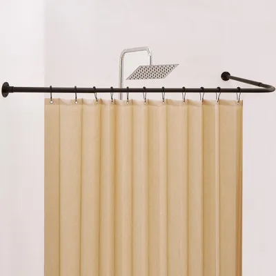 L-förmige Duschstange, verstellbar 61-134 cm, mit 12 Ringen