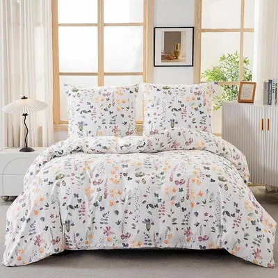 Obrázok produktu pre Sada obliečok na vankúše 155 x 220 cm, bavlna, 2-dielna, kvetinový vzor, mäkká, zips, 1 obliečka na vankúš 80 x 80 cm
