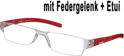 Produktbild von Lesebrille Sehhilfe Lesehilfe +1,0 dpt Transparent rot Federscharnier + Etui