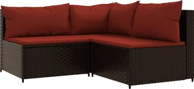 Produktbild von vidaXL 3-tlg. Garten-Lounge-Set mit Kissen Braun Poly Rattan