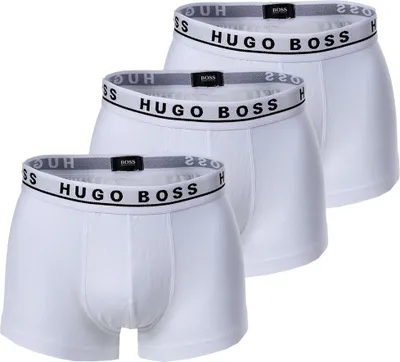 Produktbild von HUGO BOSS 3er Pack Herren Baumwolle Stretch Boxer Shorts, Trunk, Einfarbig Weiß XL
