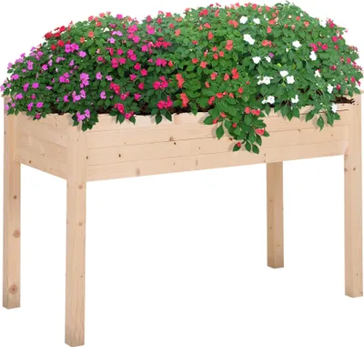 Produktbild von Hochbeet - Pflanzkasten aus Holz - 122,5×56,5×76 cm - Mit Vlies (Nonwoven) - Selbstmontage - Naturholz