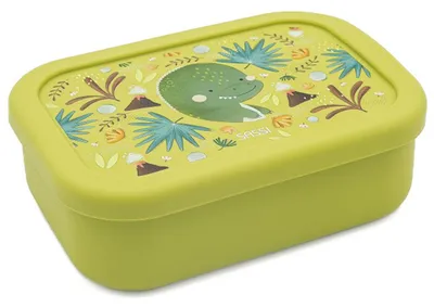 Zdjęcie produktu dla Silikonowe pudełko na przekąski ze zwierzętami – 12 x 17 cm – zielone | marki Sassi Junior