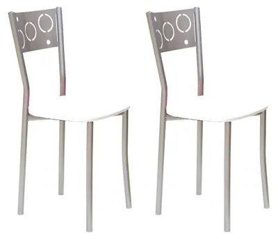 2 Küchenstühle, Metall, Kunstleder, Sitzhöhe 45 cm, Weiß