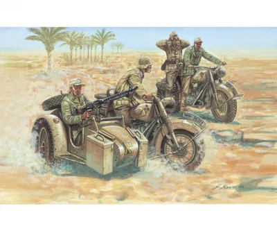 Produktbild von 1:72 WWII Deutsche Motorräder Modellbausatz mit Figuren
