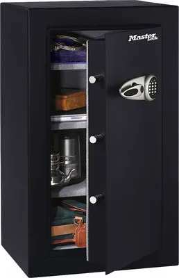 Zdjęcie produktu dla MASTER LOCK T0-331ML, Sejf wolnostojący, Czarny, Kod, Elektroniczny, Klucz, 169,7 l, Stal, 3 pół.