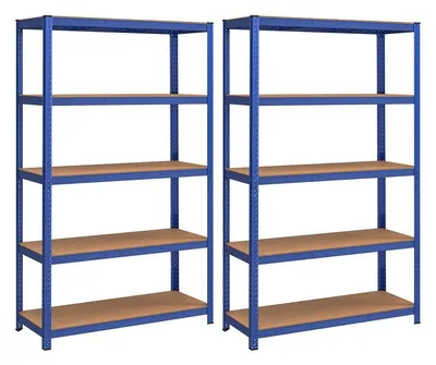 Productafbeelding van Lagerrekken - Kelderrekken - Set van 2 - 5 planken - Blauw - 60 x 120 x 200 cm