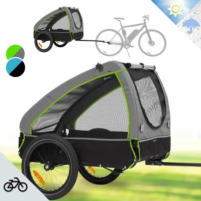 Produktbild von Klarfit Fahrradanhänger für Hunde, 250L Fahrradanhänger Klappbar, 600D Oxford Canvas Fahrradanhänger Hund, Hundeanhänger mit Reflektoren, Warnflagge & Leine, für Kleine/Mittlere Hunde bis 45kg