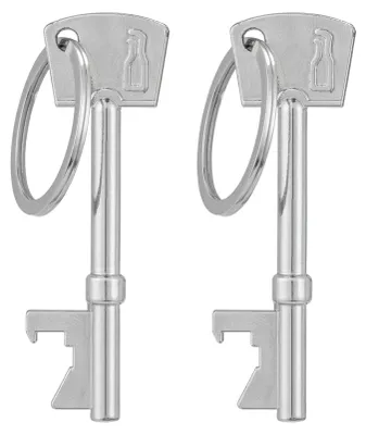 Produktbild von kwmobile 2x Flaschenöffner in Schlüsselform - Bottle Opener Set - Aluminium Schlüsselanhänger - Kronkorken Öffner für Bier Soda Soft Drinks - Silber