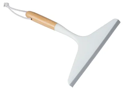 Image de Raclette Pour Douche Et Carrelage Avec Crochet, Blanc Et Bambou, Bellagio