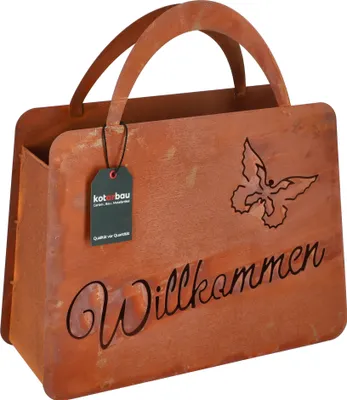 Produktbild von KOTARBAU® Blumentasche Willkammen Rostlook Pflanztasche Blumentopf Ecorost Handtasche