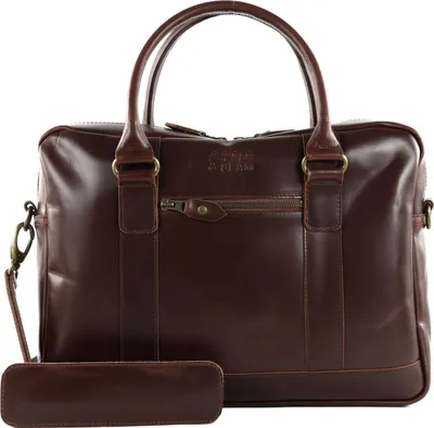 Produktbild von Buckle & Seam Leder Business Briefcase Everett - BROWN/New Stripes