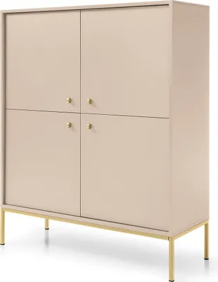 Produktbild von Masseno Kommode MONDO 104 cm Sideboard und 4 Türen für Wohnzimmer Schlafzimmer Modern 104x39x125 cm Beige / Beige