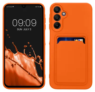 Produktbild von kwmobile Handyhülle für Samsung Galaxy A15 5G Hülle mit Kartenfach - TPU Case - Kabelloses Laden - Schutzhülle Cover in Orange