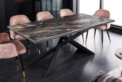 Produktbild von riess-ambiente Ausziehbarer Esstisch EUPHORIA 180-220-260cm taupe schwarz Glas Keramik Italy Esszimmertisch Tisch