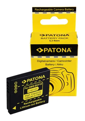 Obrázek produktu pro Baterie PATONA kompatibilní s Panasonic DMW-BCF10, vhodná pro modely Lumix DMC-FS7, FS12, FS25, FS42, FS62, FT1, FX40 – 3,6 Volt, 750 mAh