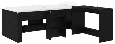Image de vidaXL Lit superposé avec bureau pour enfants, 2 pièces, en chêne noir