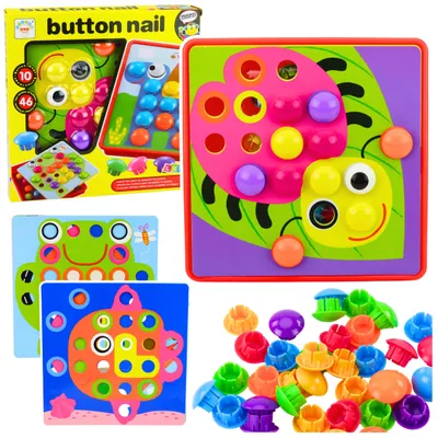 Productafbeelding van Knopmozaïekpuzzel Creatieve geometrische puzzel Paddestoelen 46 stuks.