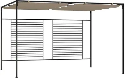 Immagine prodotto di Gazebo con tetto retrattile, dimensioni 3x4x2,3 metri, colore beige, tessuto da 180 g/m². Gazebo da giardino, tenda per eventi, ideale per giardino, feste, festival e matrimoni