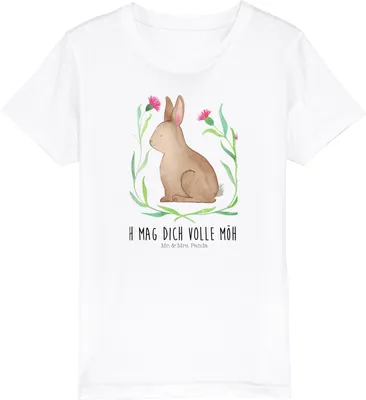 Produktbild von Mr. & Mrs. Panda Kleinkinder T-Shirt Hase Sitzen 9-11 Jahre (134/146) - Weiß - Geschenk, Kaninchen, Ostern, Kinder, Kindershirt, Liebe, Organic, Bio, Teenager, Osterhase