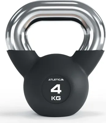 Produktbild von ATLETICA Kettlebells | 4kg Einzelverkauf | Gummierte Kugelhantel mit Chromgriff | Hochwertige Stahllegierung | Studioqualität