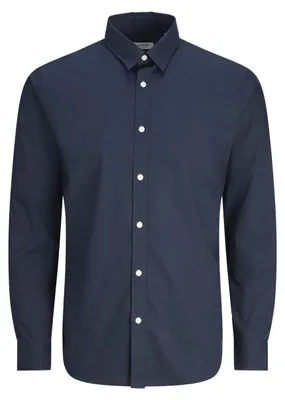 Immagine prodotto di JJ Rebel, camicia da uomo, modello Jrebgavin, tinta unita, maniche lunghe, orlo a coste, colore blu, taglia S (EU)